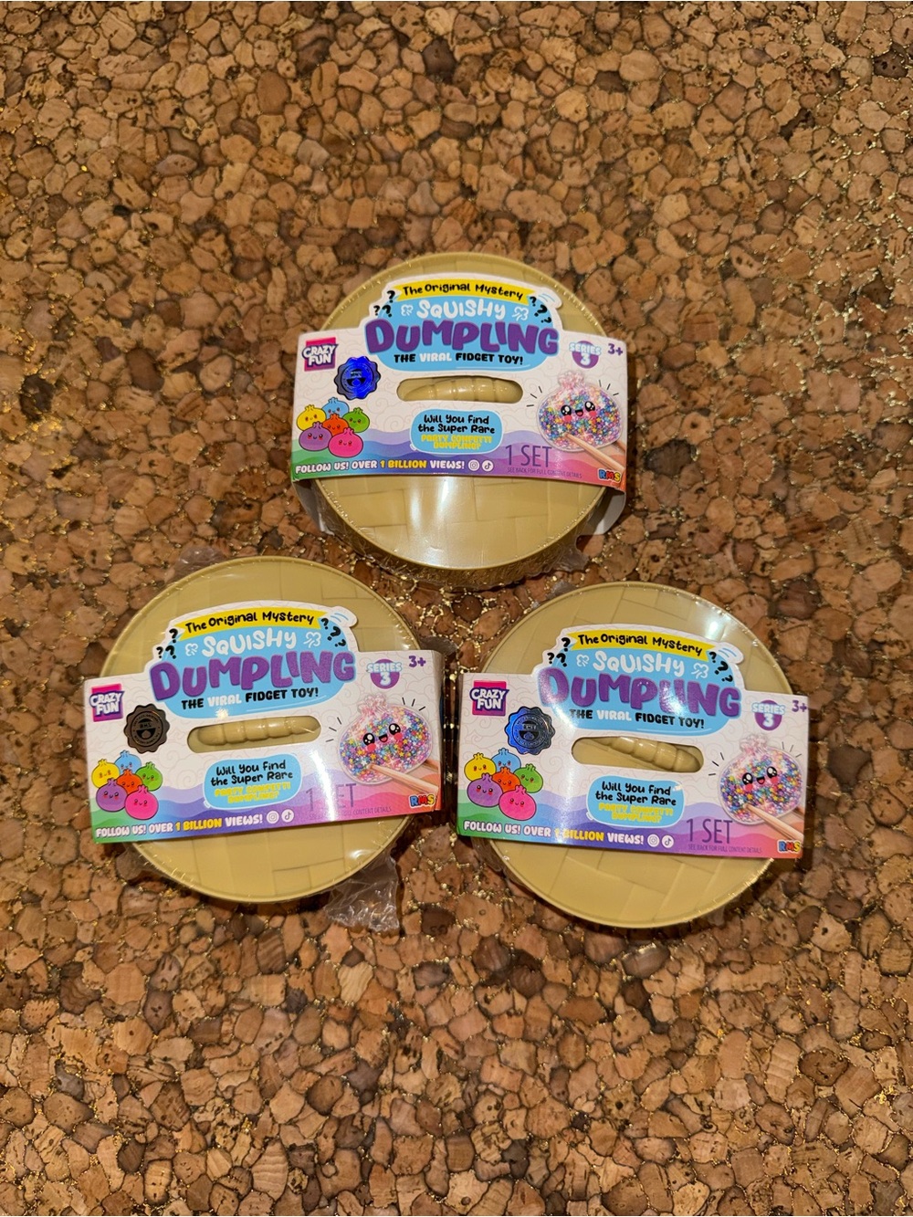 Set of 3 Crazy fun RMS confetti dumplings
